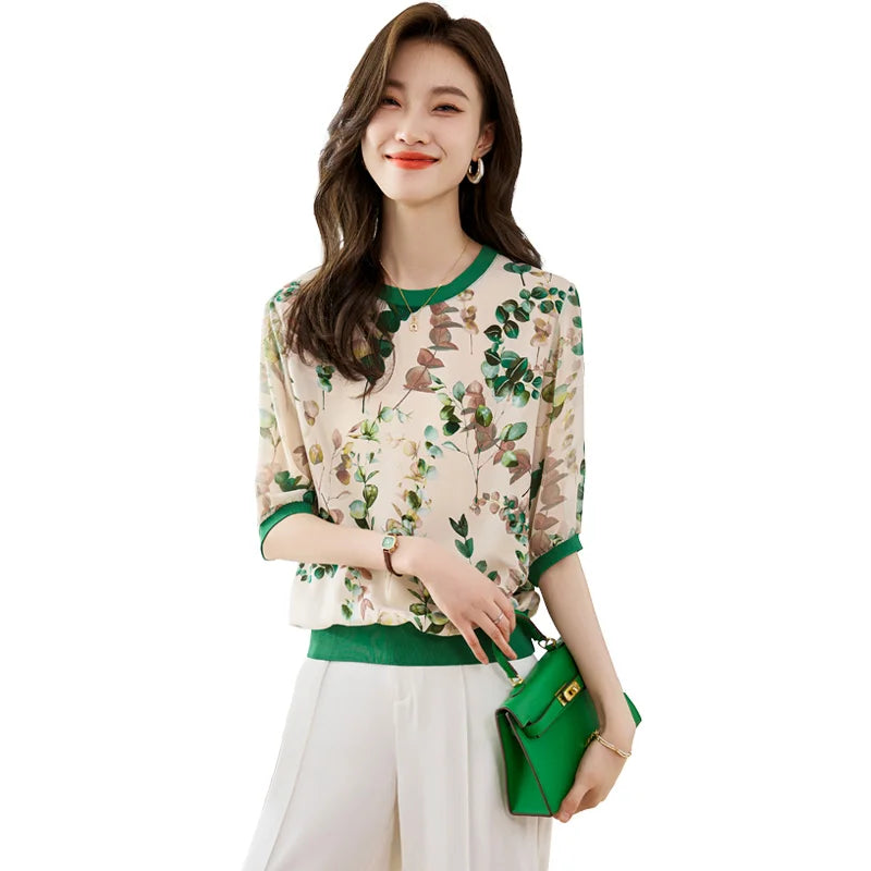 Trendy Ladies' Unique Design Short Sleeve T-shirts Fashion Print Tees for Women Cool Summer Daily T-shirts Casual Top