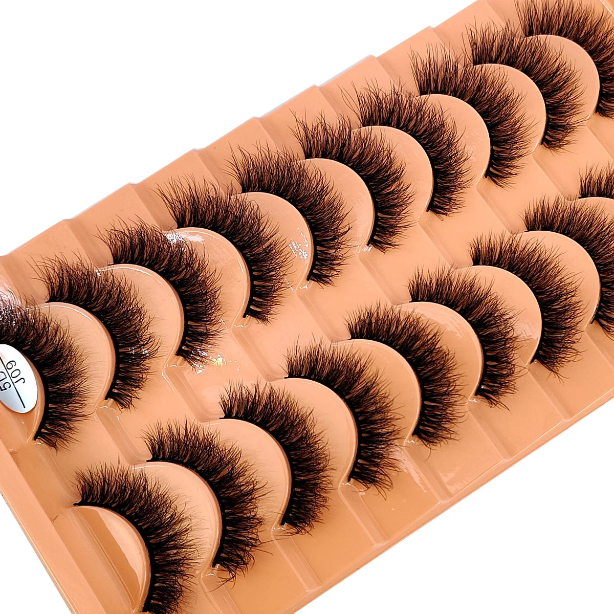10 Pairs 3D Faux Mink Lashes Fluffy Soft Beauty Wispy Natural Short False Eyelashes Curly lashes Makeup Classic Thick eyelashes