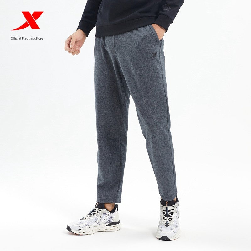 Xtep Fleece-lined Thermal Knitting Pants Male Fall and Winter New Arrival Training Workout Pants Loose Casual Straight Men's Pants