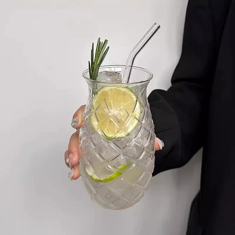 250ml-865ml INS Glass Cup Pineapple Shape Coffee Mug Transparent Cocktail Bar Beverages Soda Water Juice Mugs Cup Drinkware Viralgem Store