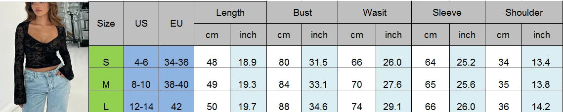 Women Y2K Vintage Floral Lace See-through Transparent Sheer Tops Long Sleeve Sweetheart Neck Slim Cropped Tee Shirts