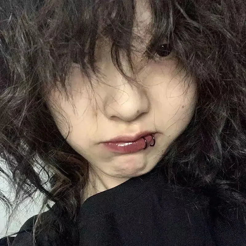 Women Lips Rings Medical Titanium Steel Nose Ring Fake Nose Ring Septum Piercing Clip on Mouth Ring Fake Piercing Body Clip Hoop Viralgem Store