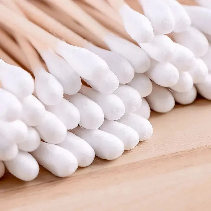 200PCS Wooden Double-Ended Cotton Swabs Make-Up Cleaning Disposable Cotton Swabs Medical Household Hygiene Ear Pulling Viralgem Store