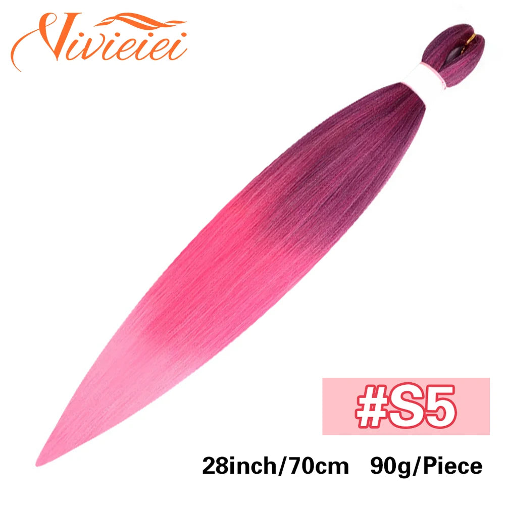 Synthetic Jumbo Braids Hair Extensions 28 Inch Braiding Hair Pre Stretched Orange Green White Blue Red Pink Purple Braids Viralgem Store