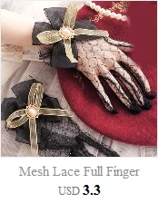 Steampunk Lolita Hand Sleeve Wrist Cuffs Ruffled Floral Lace Elastic Bracelet XX9D Viralgem Store