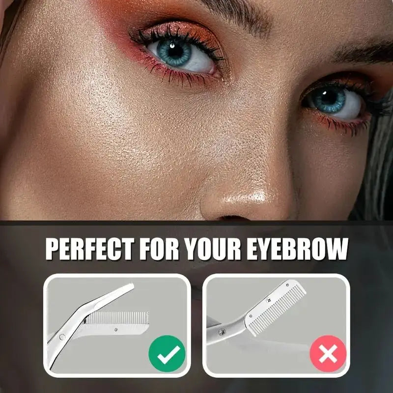 Stainless Steel Eyebrow Trimmer Scissors & Comb Set - Precision Grooming Tool for Men and Women - Effortless Hair Removal Viralgem Store