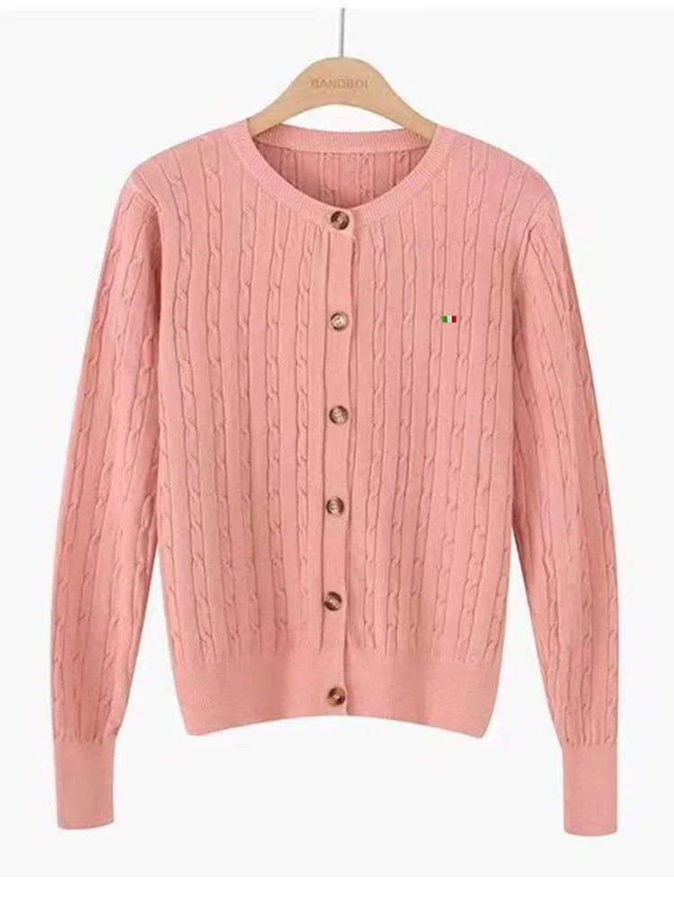 Women's Autumn And Winter Wool Sweater Version Loose Lazy Wind Short Girl Vintage Twist Button Sweater New Blouseo Female Tops