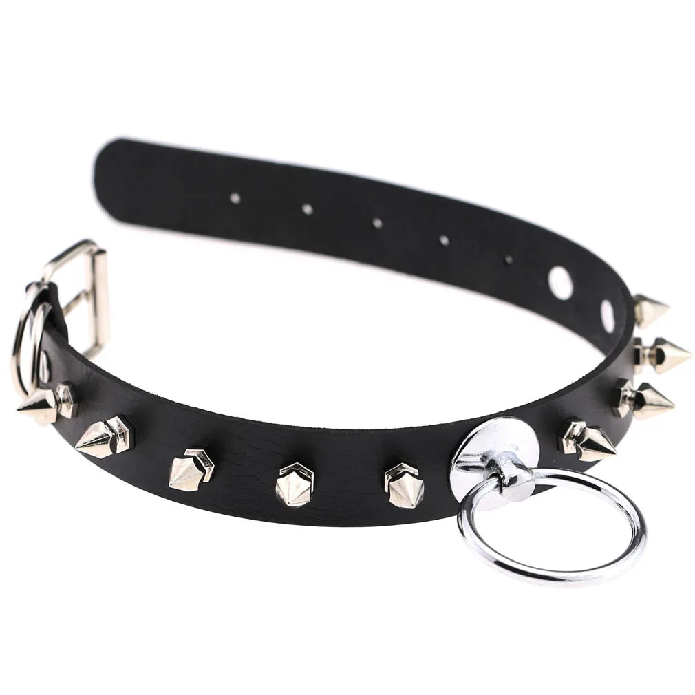 1Pc  Harajuku Cosplay Rivet Punk Rock Gothi Women Collar Sexy PU Leather Heart Cross Spike Hip Hop Bondage Choker Jewelry Bulk Viralgem Store