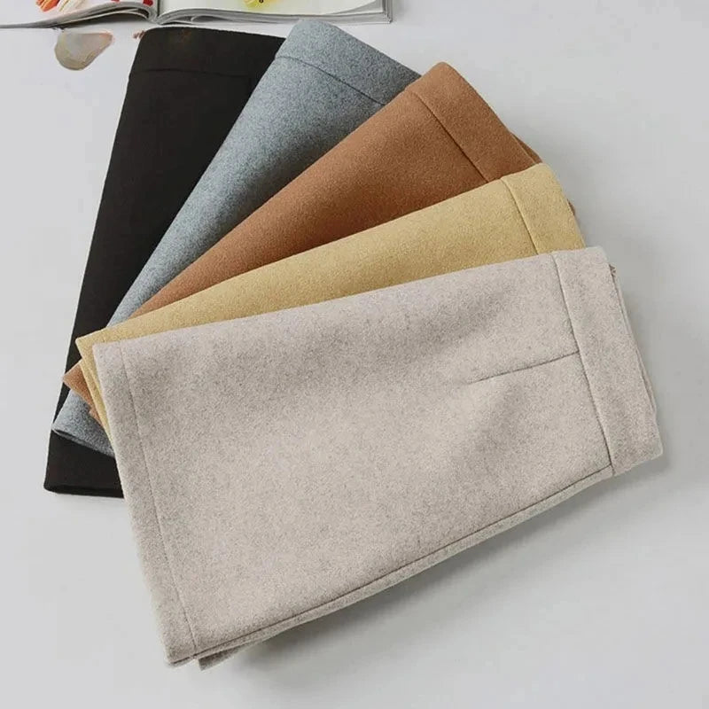 Woolen Skirt Women Winter Autumn Mini Skirts A Line Wrap Hip Korean Fashion A Line Harajuku Faldas Black Skirt