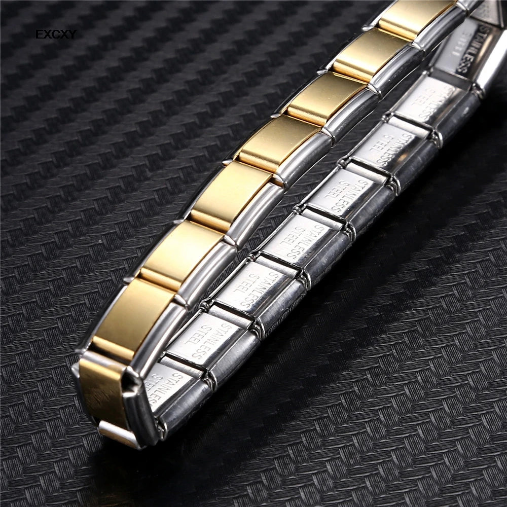 9 mm Wide Stainless Steel Bracelets Simple Trendy Style Daily Wear Silver-Color Charm Bracelet For Women On Party Unisex Style