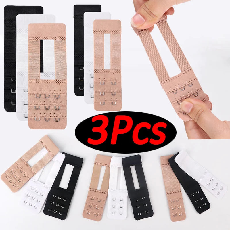 3Pcs Bra Extension Strap Extenders for Women Adjustable Belt Buckle Elastic 3 Row Hook Lengthen Expander Intimate Accessories Viralgem Store