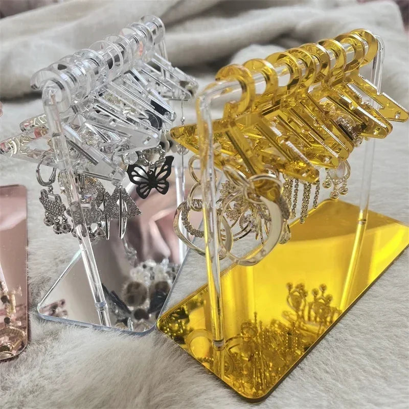 8pcs Hangers Earring Jewelry Hanger Display Stand Acrylic Organizer Creative Coat Hanger Shape Tabletop Ear Stud Jewelry Storage Viralgem Store
