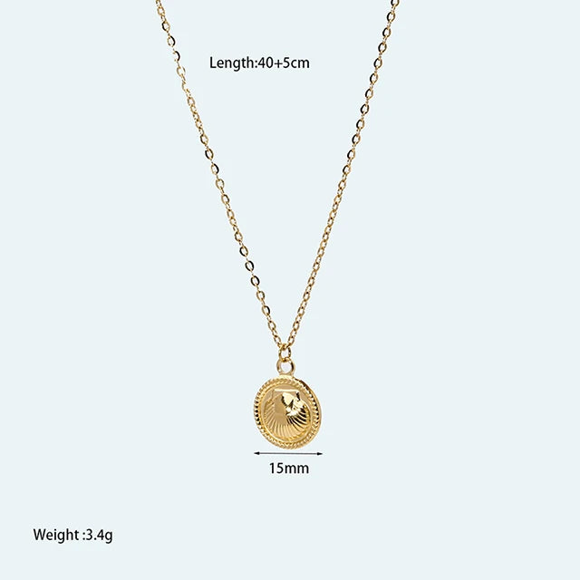 Tarnish Free Stainless Steel Waterproof Jewelry Starfish Conch Shell Coconut Palm Pendant Necklace for Women Girls Holiday Gift