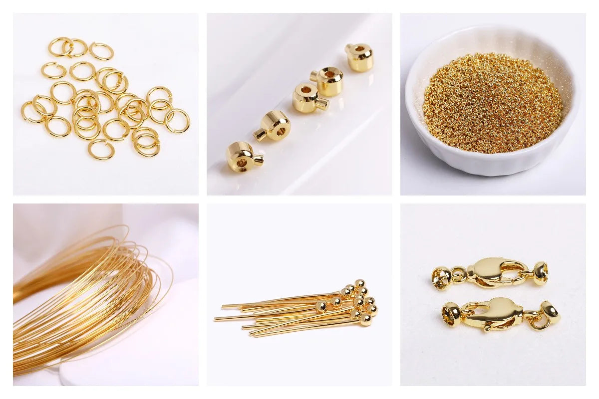 4/5.5MM Brass Cord Ends 18K Gold Plated Clam Shell Bead Tip Ball Chain Crimp Findings For DIY Beading Jewellery Making Supplies
