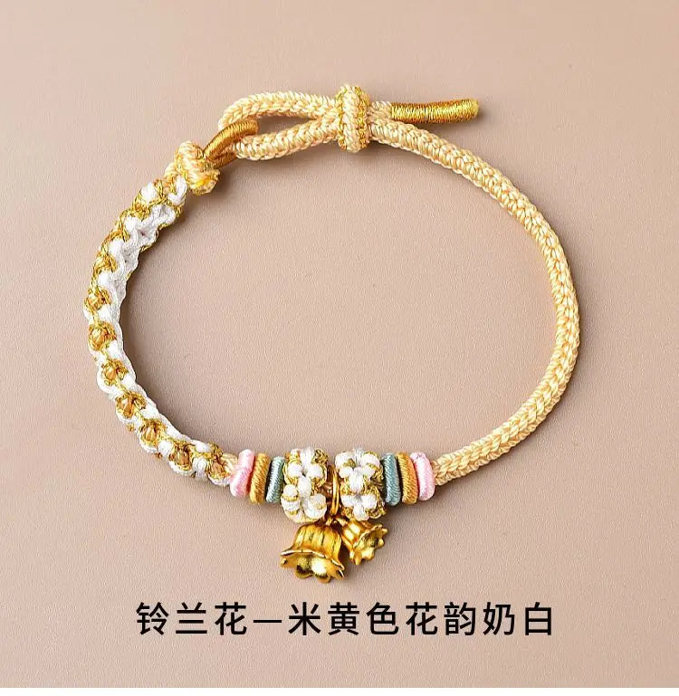 Suzuki Orchid Hand Rope Couple Bracelet Handmade Braided Small Peach Blossom Semi-finished Product String Beads for Girlfriend Viralgem Store