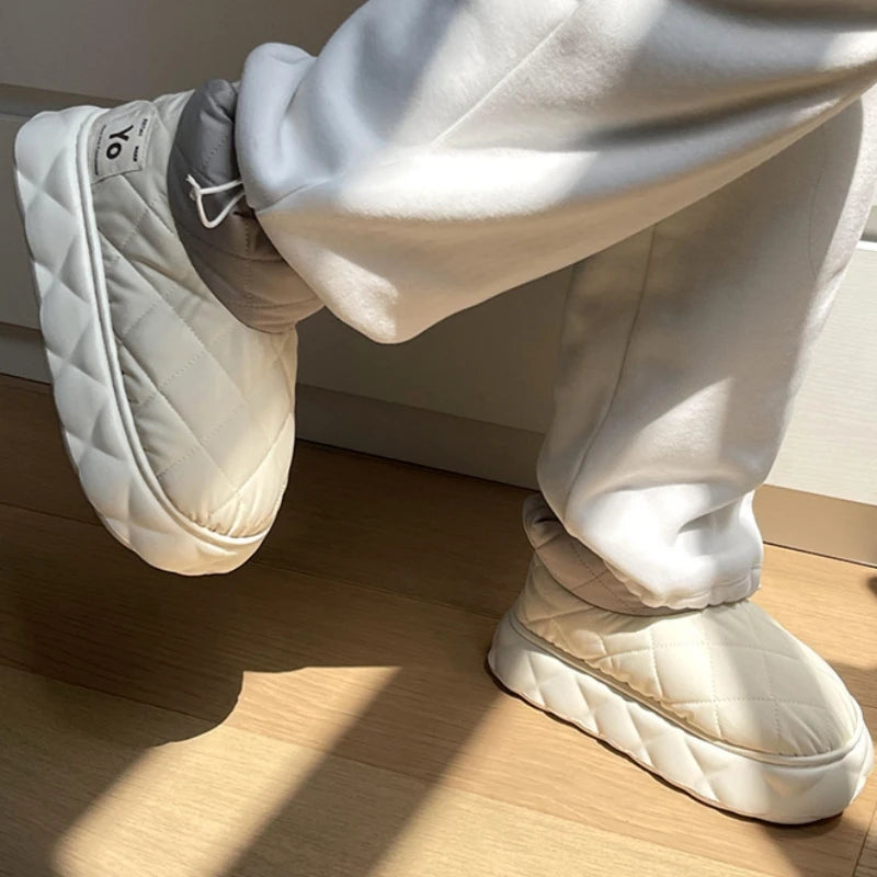 Winter Soft Women's Snow Boots Warm Snow Boots Thick Sole Bare Boots Mesh Red Couples Warm and Comfortable Winter Shoes Snow