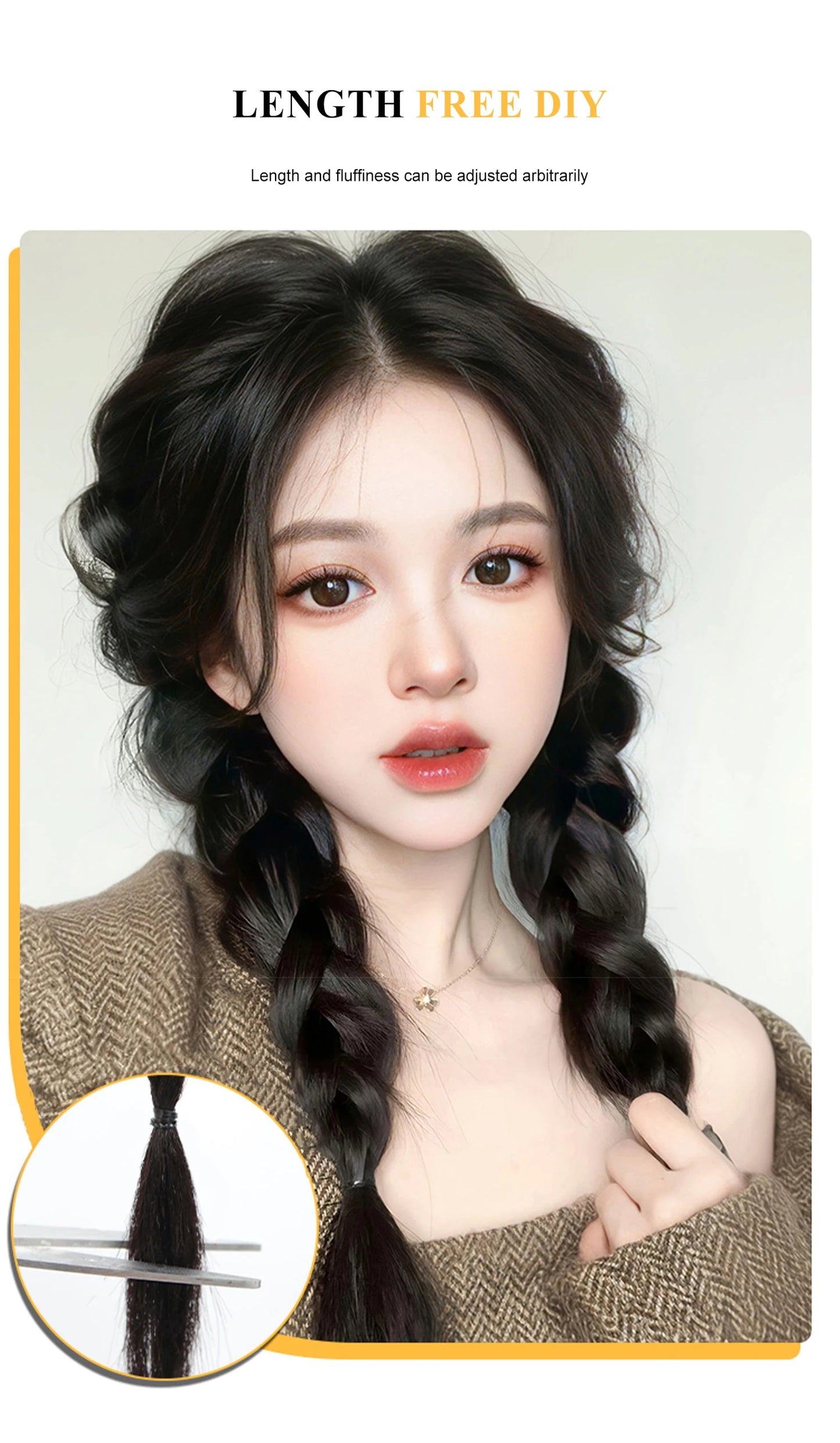 Synthetic Long Braided Ponytail Hair Extensions for Women Black Brown Pony Tail with Hair Rope High Temperature Fiber