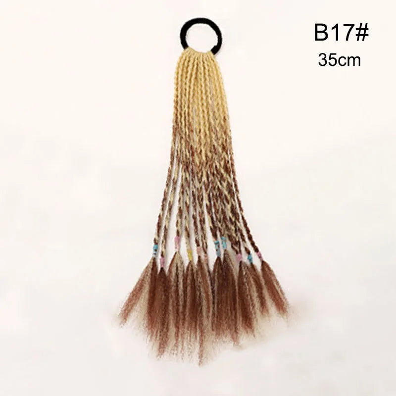 35cm Girl Thicker Wig Ponytail Hair Ropes Kids Twist Braid Rope Headdress Hair Braider Elastic Hair Band Rubber Hair Accessories Viralgem Store