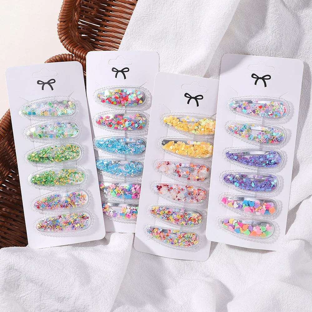 3/6pcs Children's Cartoon Hair Clip Set Rabbit Crown Flow Sofa Clip Sequin Butterfly Hairgripes Lovely Girls Hairpins Headwear