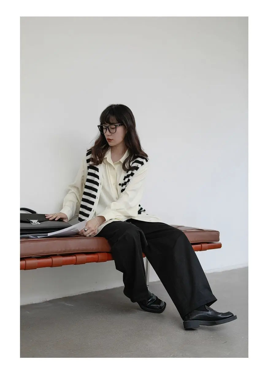 2025 Summer Minimalist Long Sleeve Button Up Shirt Women Korean Style Solid Tie Oversize Shirts Blouse Loose Clothes Autumn Tops