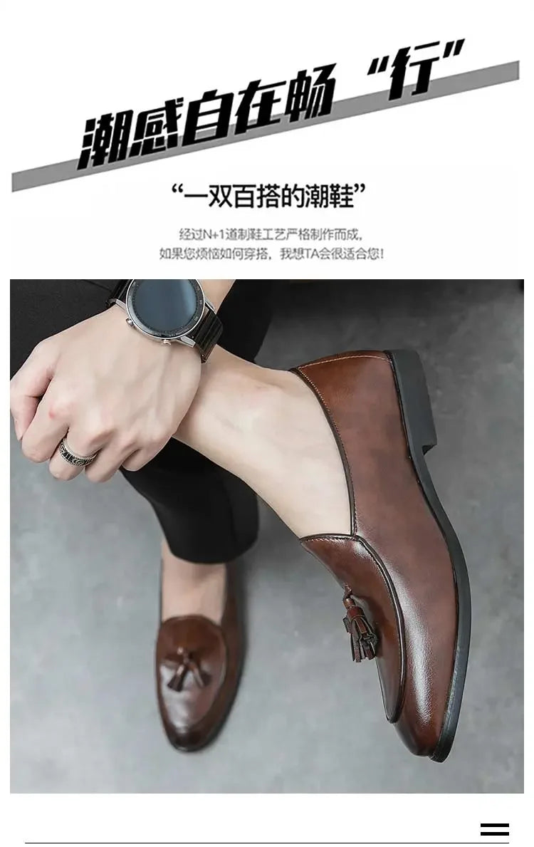 2023 New Classic Men Business Shoes British Breathable Simple Tassel Leather Shoes Style Casual Dress Shoes Mens Size 38-46 Viralgem Store
