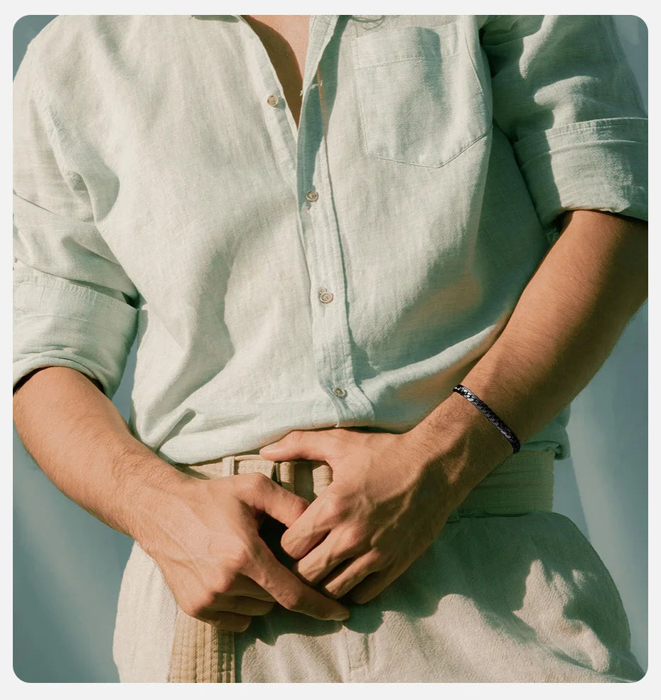 Vnox 6mm Stainless Steel Flat Cuban Chain Bracelets for Men, Adjustable Miami Curb Links Bracelet, Casual Punk Wrist Jewelry