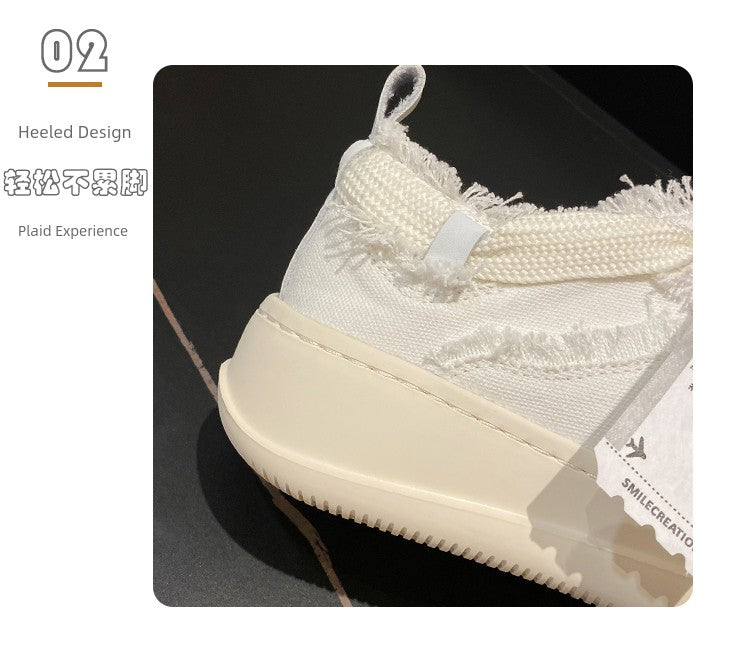 Tan Jianji Style Canvas Shoes Women's Summer 2023 New Arrival Thick Sole Beggar Shoes White Shoes Casual Sports Skate Shoes Fashion Shoes