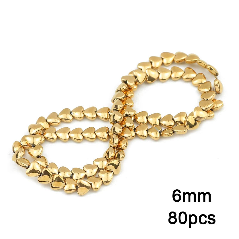 3A+ Retention Color Various Shapes Star Heart Hematite Natural Stone Plated Loose Gold Beads For Jewelry Making Diy Bracelets