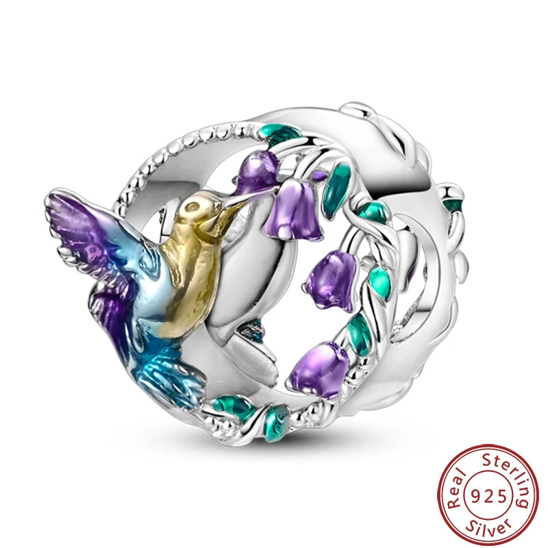 100% 925 Silver Parrot Hummingbird Owl Birds Fashion Design Charms Beads 3mm DIY Fine Jewelry Gifts Making Viralgem Store