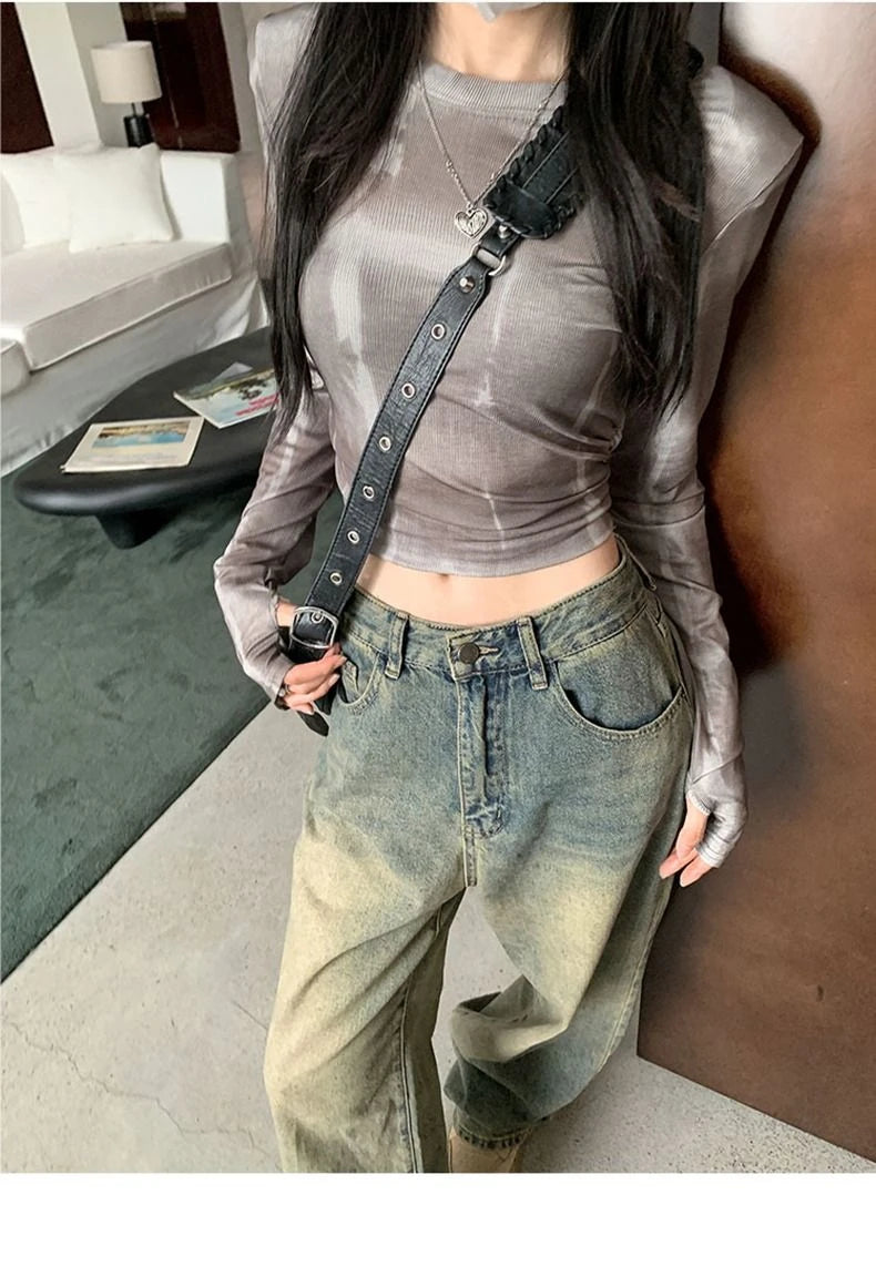 Stay Comfortable and Fashionable With Deeptown Y2k Baggy Wide Leg Jeans - A Must-Have for Casual Wear