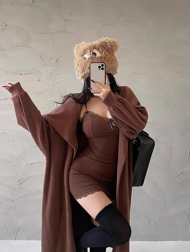 Y2K Retro Lace Patchwork Spaghetti Strap Black Bodycon Dress Mini Fashion Aesthetic Bow Club Party Sexy Dresses for Women Viralgem Store