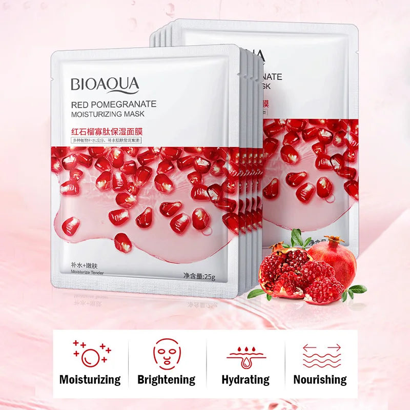 8pcs BIOAQUA Fruit Facial Masks Moisturizing Hydrating Brightening Anti-aging Face Mask Sheet Masks for Face Skin Care Viralgem Store