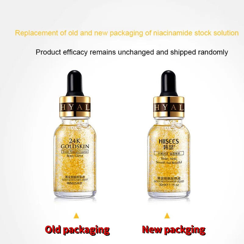 24K Gold Facail Essence Oil Hyaluronic Acid Moisturizer Serum Brightening Day Creams Anti Aging Skin Care 30/100ML