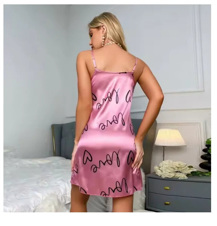 Women Sexy Sleeveless Nightdress Satin Chemise Lingerie Sleepwear Night Dress Cami Slip Dress Nightwear Nightgowns