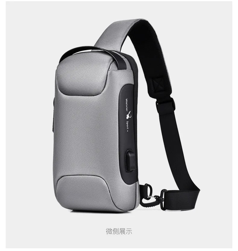 2023 Men's Chest Bag Waterproof Crossbody Bag Multifunction Anti-theft Travel Bags Shoulder Bag Male USB Charging Pouch for Man Viralgem Store