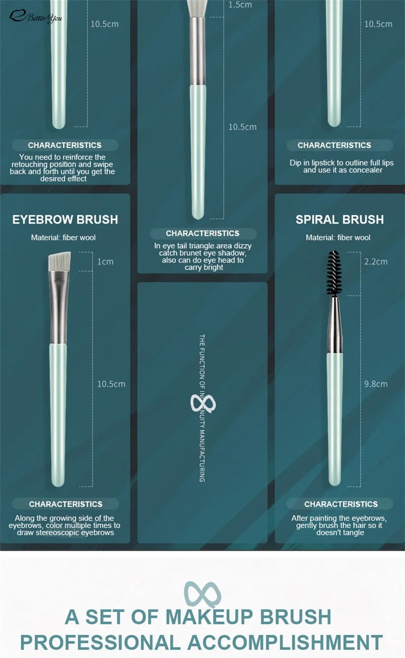 8Pcs Professional Makeup Brushes Set Cosmetic Powder Eye Shadow Foundation Blush Blending Concealer Beauty Make Up Tool Brushes