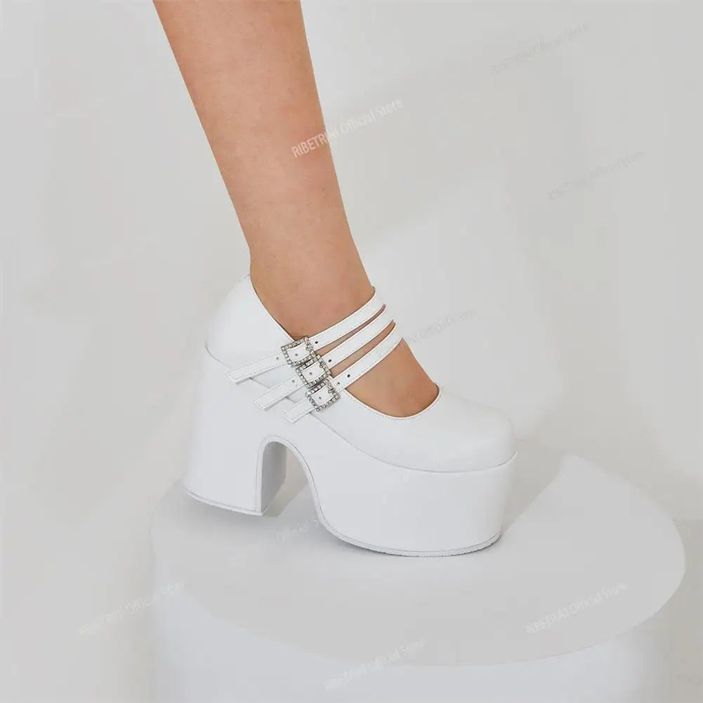 2023 Platform High Heel Cool Punk Fashion Women's High Quality Girls Goth Shoes Black Big Size 43 Cross-tied Casual Luxury Boots