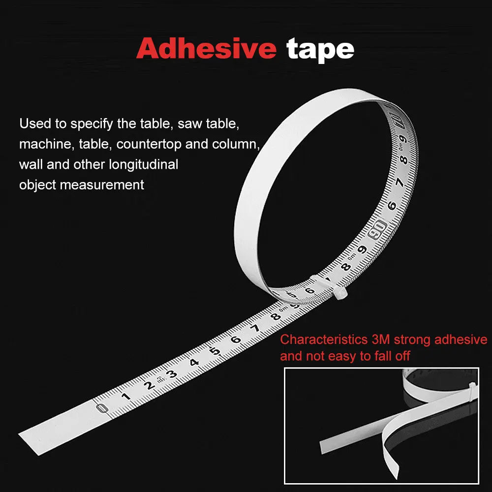 Sticky Ruler Scale With Glue Sticker Woodworking Guide Rail Self-Adhesive International Standard Scale Tape Measure Flat Ruler