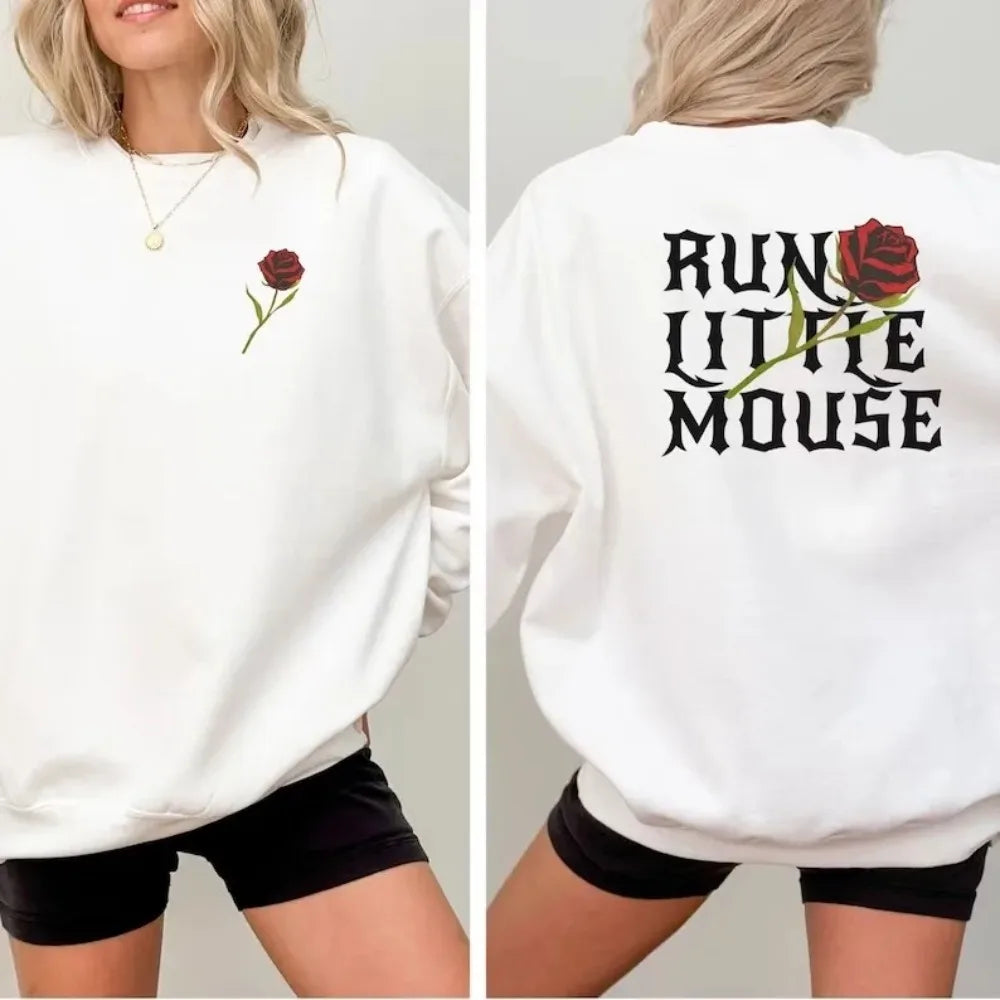 2024 Skeleton hand and Rose Graphic Print Hoodie Casual Hooded Sweatshirt For Winter Fall Women's Plus Size XS-3XL Clothing