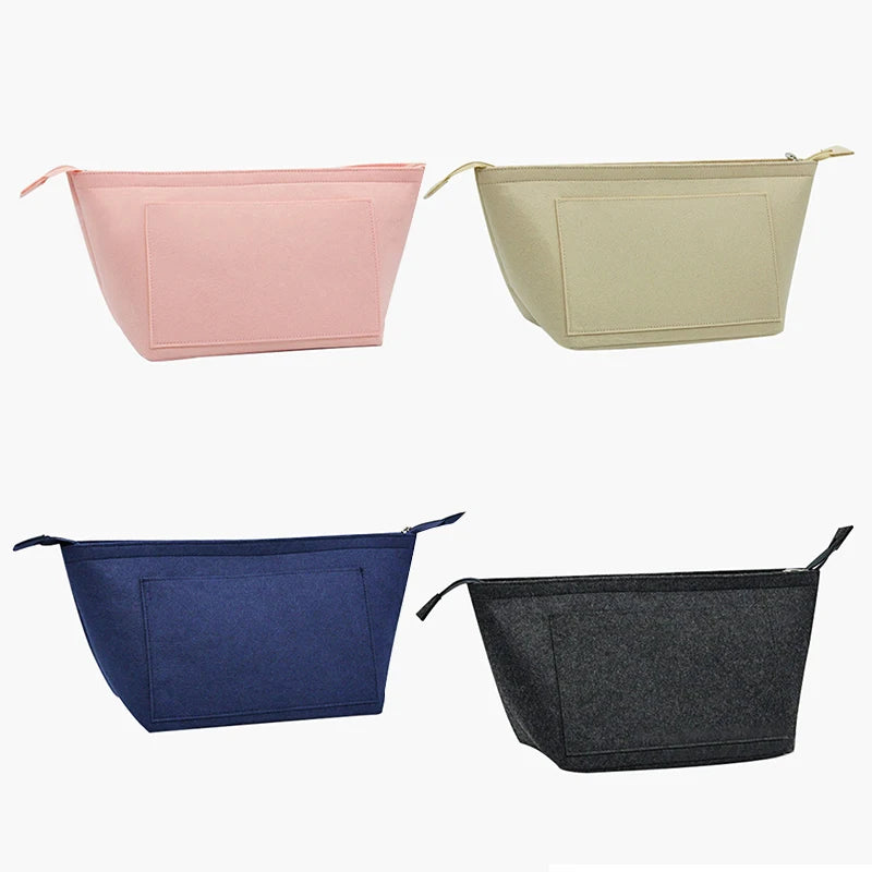 Women Make Up Organizer Felt Insert Bag with Multiple Pockets Travel Handbag Large Liner Cosmetic Bags Fit Longchamp Bag