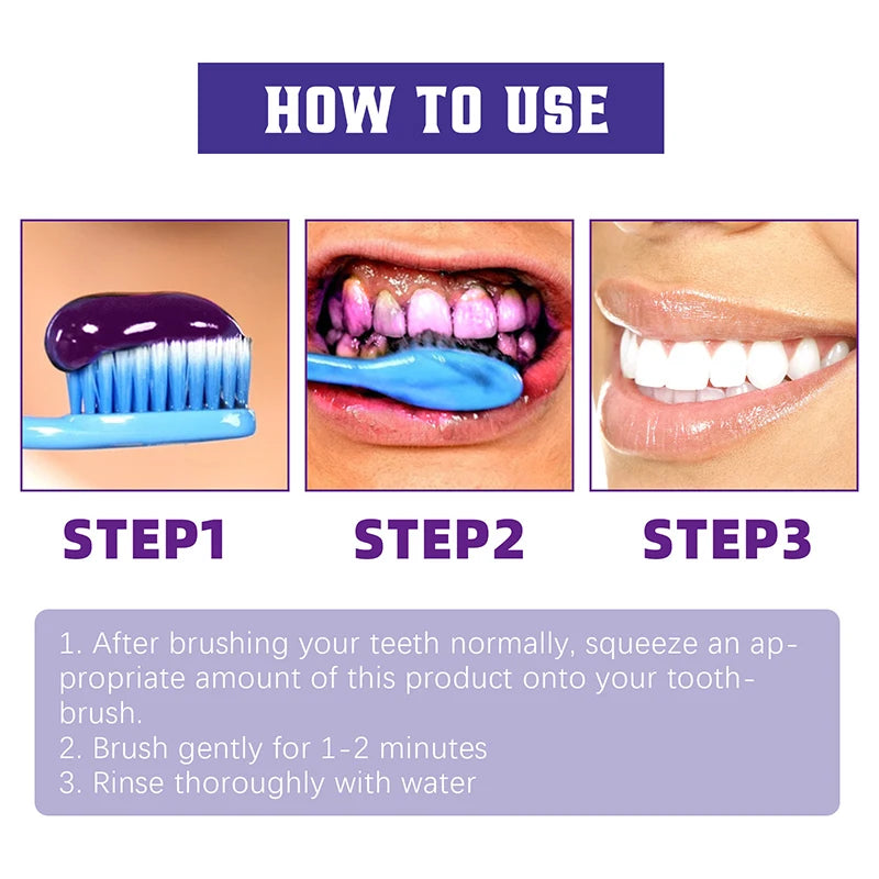 30ml V34 SmileKit Purple Toothpaste Whitening Removes Tartar Clean Oral Hygiene Fresh Breath Brightening Teeth Care Products