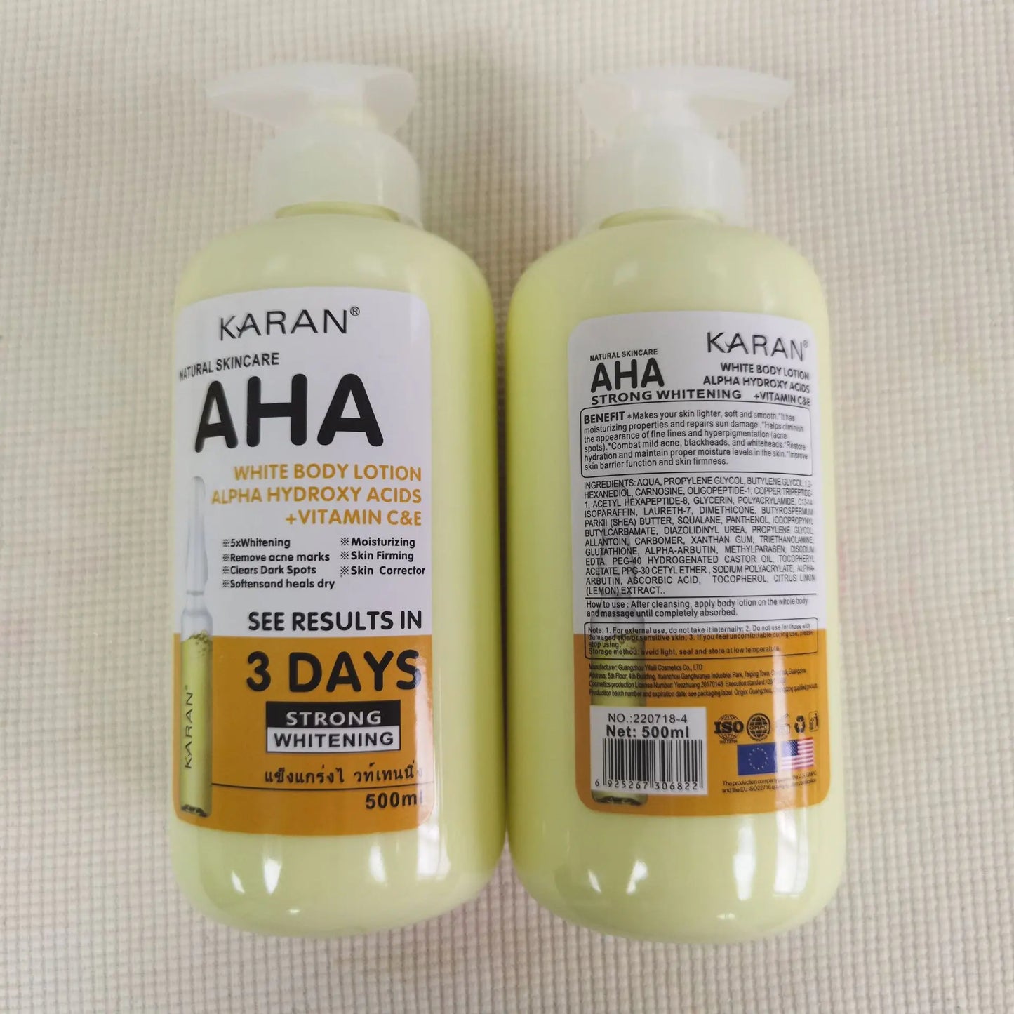 500ml Whitening Body Cream Hydroxy Acids Vitamin C&E Moisturizing Lightening Body Lotion Skin Care Remove Acne Marks