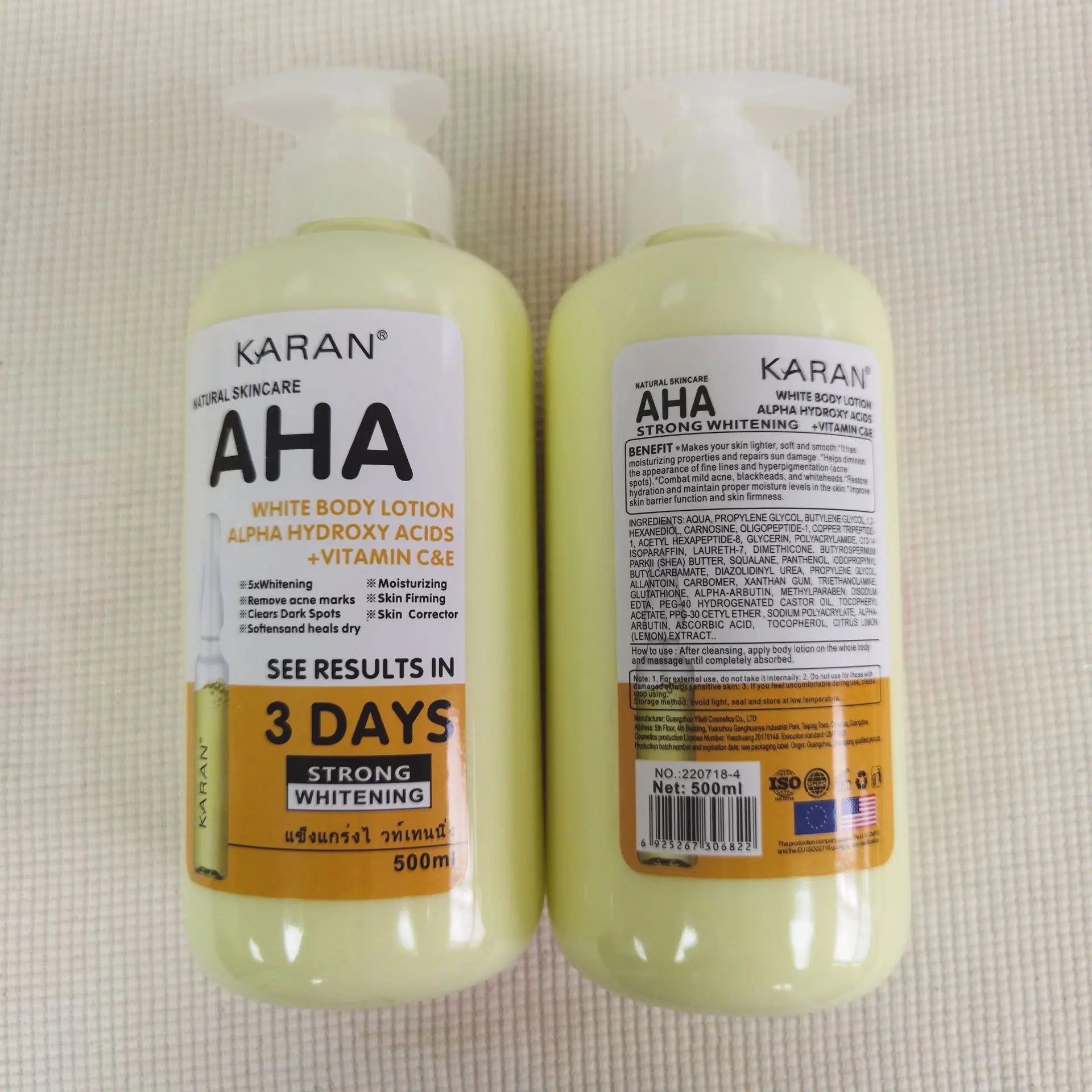 500ml Whitening Body Cream Hydroxy Acids Vitamin C&E Moisturizing Lightening Body Lotion Skin Care Remove Acne Marks Viralgem Store