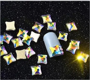 100pcs AB clear Rhinestone 4-10mm Nail Art Shape Top Crystal AB Czech Crystal Rhinestone Flatback Elongated Glass Stones ZZ15244