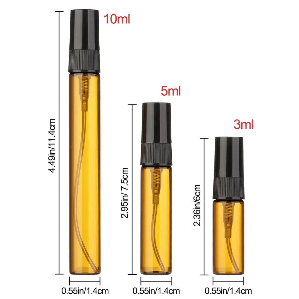 3/5/10ml Mist Spray Bottle Spray Pump Bottle Travel Refillable Glass Perfume Bottle Refillable Leak Proof Bottle Container