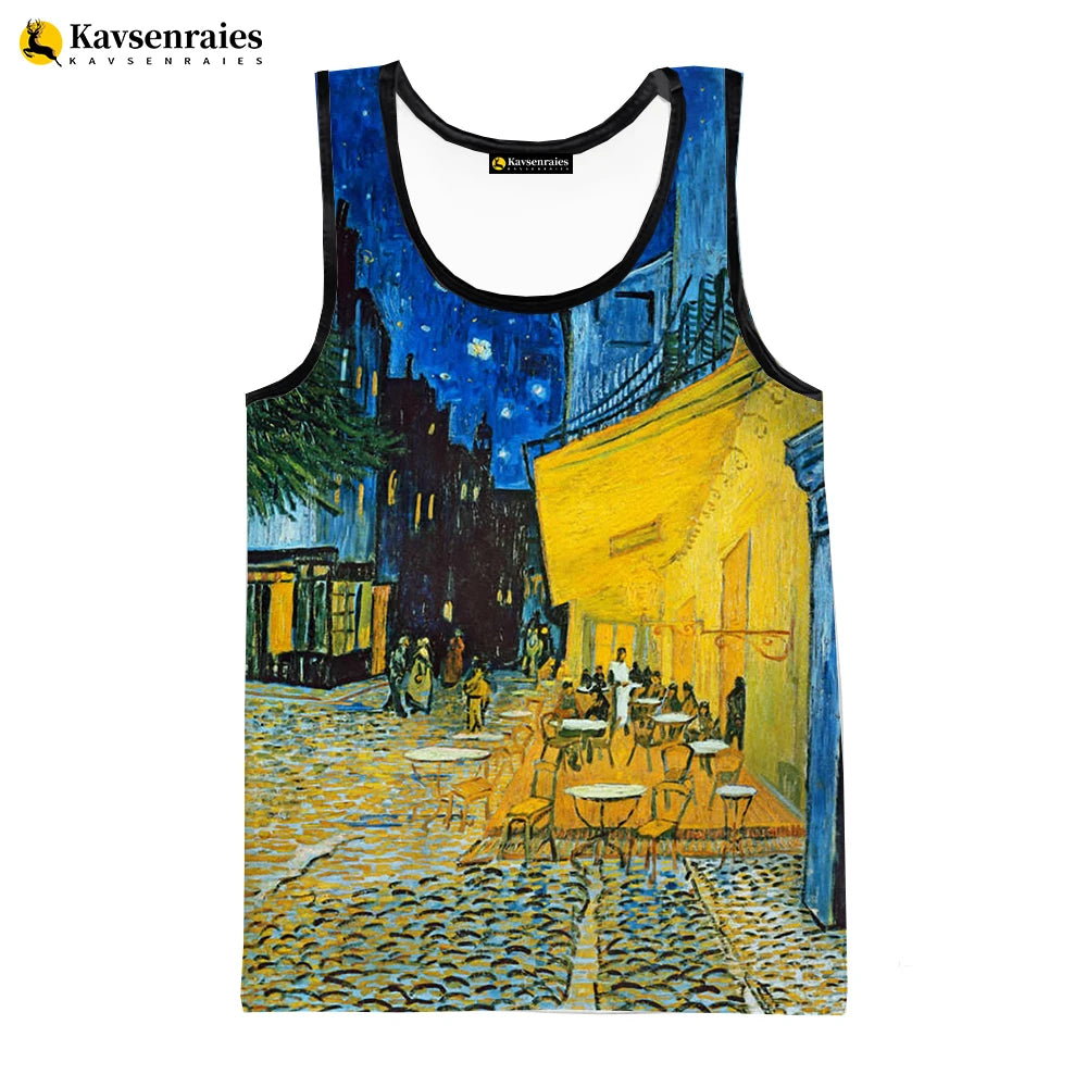 Van Gogh Oil Painting 3D Printed Tank Tops Men Summer Vest Women Casual Sleeveless Shirts Hip Hop Streetwear Oversized Tops