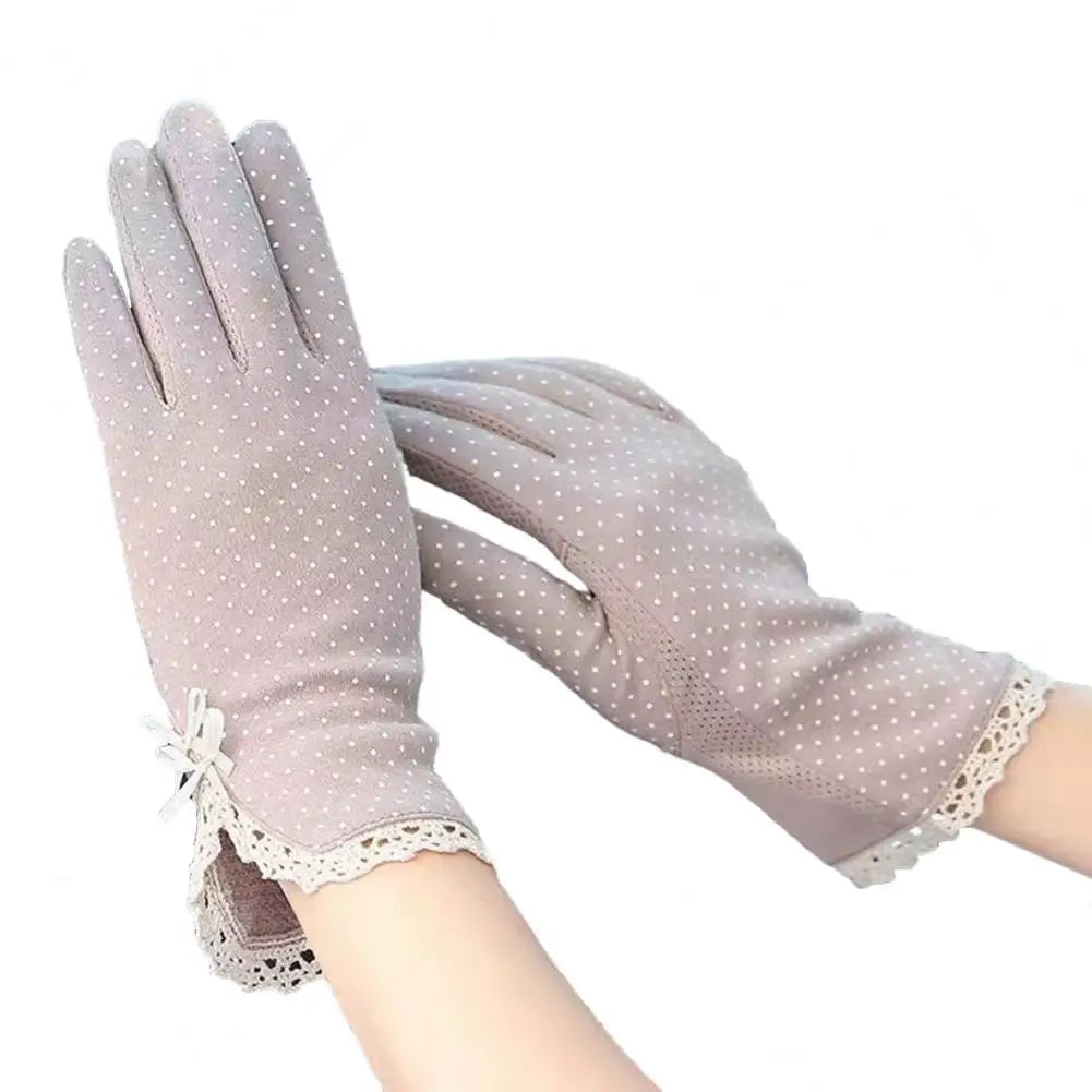 1 Pair Summer Gloves Driving Riding Mittens Dot Full Finger Gloves Non-Fading Sunscreen Gloves Viralgem Store