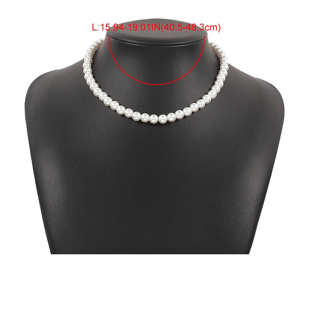 2023 Trend Wedding Party Jewelry Big Pearl Choker Necklace For Women Elegant White Imitation Pearl Necklaces X0172 Viralgem Store