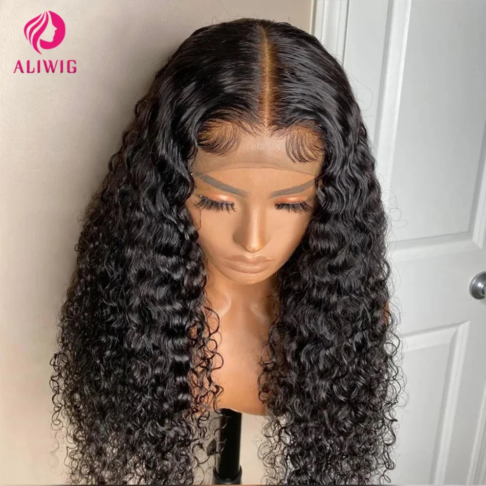 13x4 HD Lace Frontal Wig Deep Wave Frontal Wig 100% Brazilian Curly Human Hair Wigs 4x4 Transparent Lace Front Wig Pre Plucked Viralgem Store