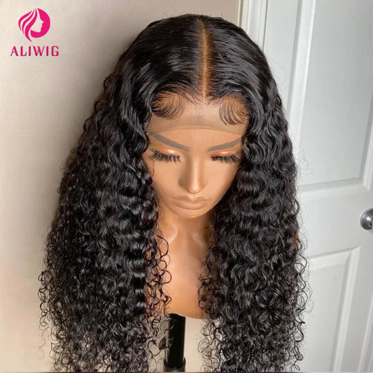 13x4 HD Lace Frontal Wig Deep Wave Frontal Wig 100% Brazilian Curly Human Hair Wigs 4x4 Transparent Lace Front Wig Pre Plucked Viralgem Store